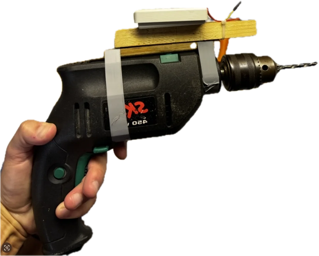 2024 prototype: a sensor taped to a drill